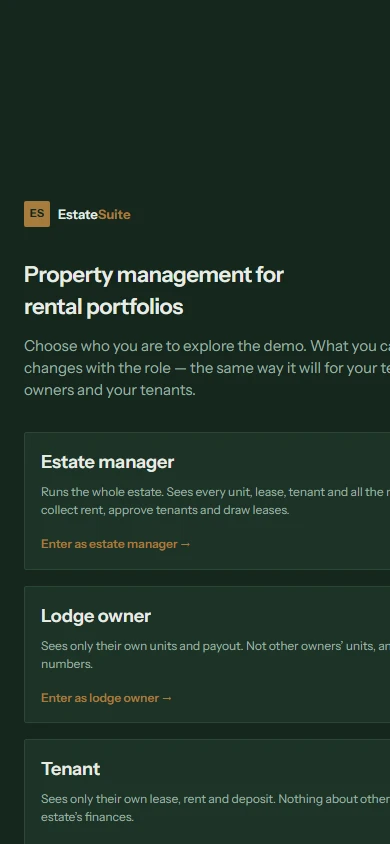 EstateSuite mobile rental portfolio overview